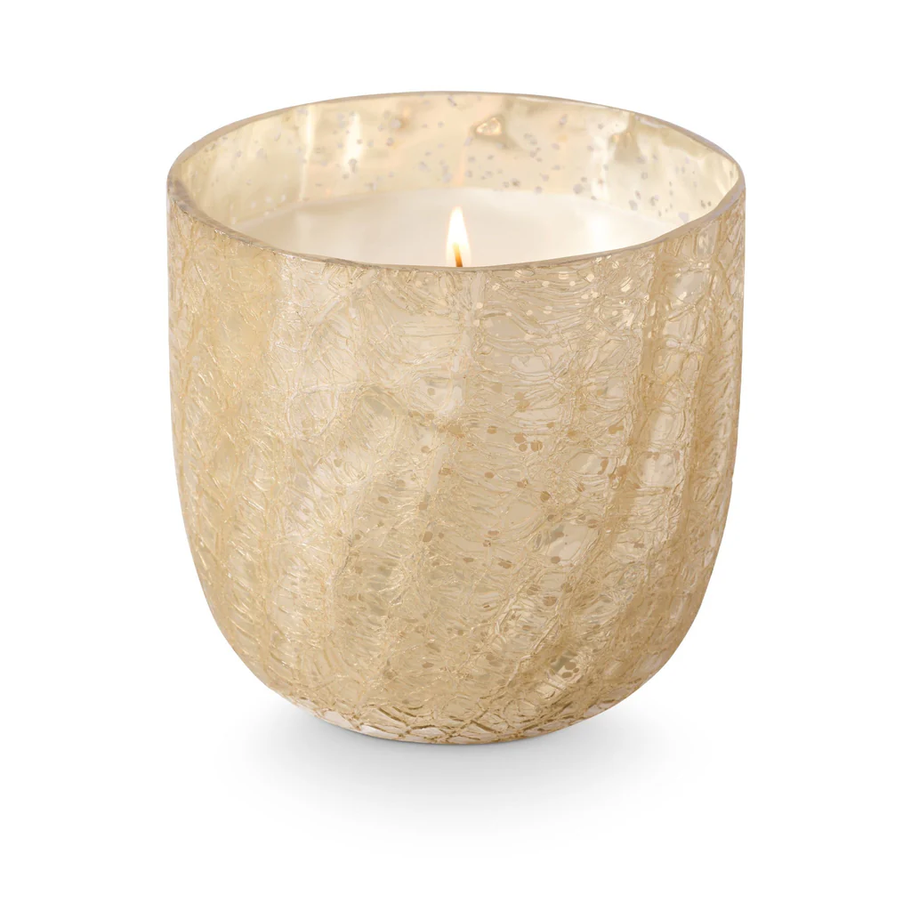 Winter White Large Boxed Crackle Glass Candle - Mellow Monkey