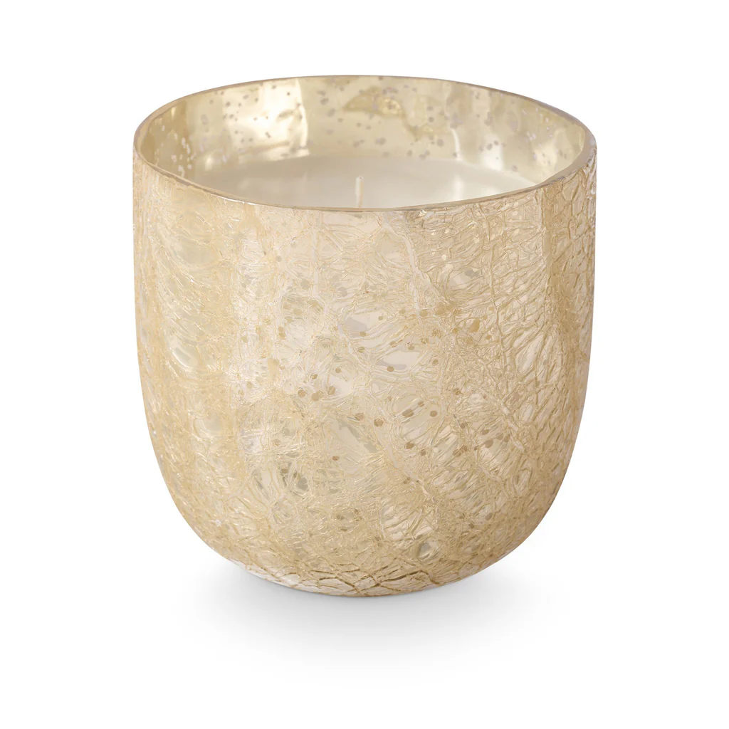 Winter White Large Boxed Crackle Glass Candle - Mellow Monkey