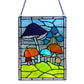 Erin Green Mushrooms Stained Glass Window Panel - 11-1/2-in - Mellow Monkey