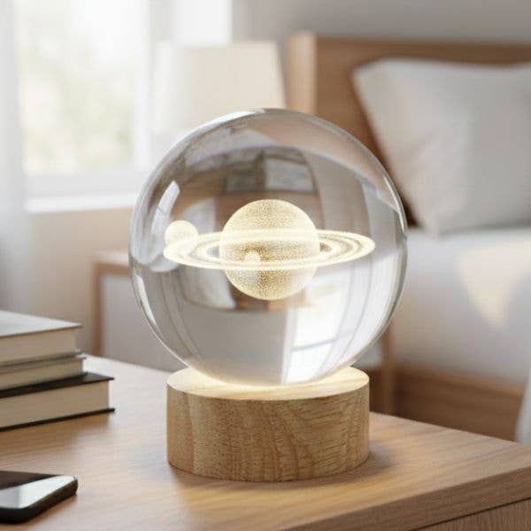 Saturn Night Light – Glass Orb - 3-in - Mellow Monkey
