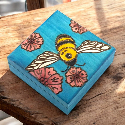 Blue Bee - Jewelry Trinket Box - 4-5/8-in