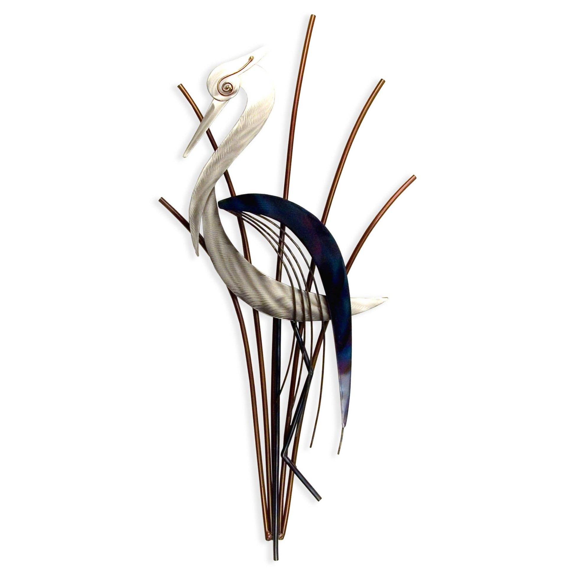 Abstract Heron Head Down - Metal Wall Art - 37-in - Mellow Monkey
