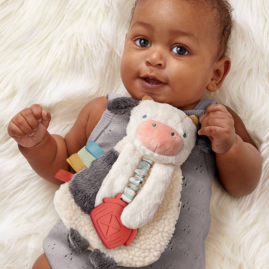 Cow Itzy Friends Lovey™ Plush + Teether Toy - Mellow Monkey