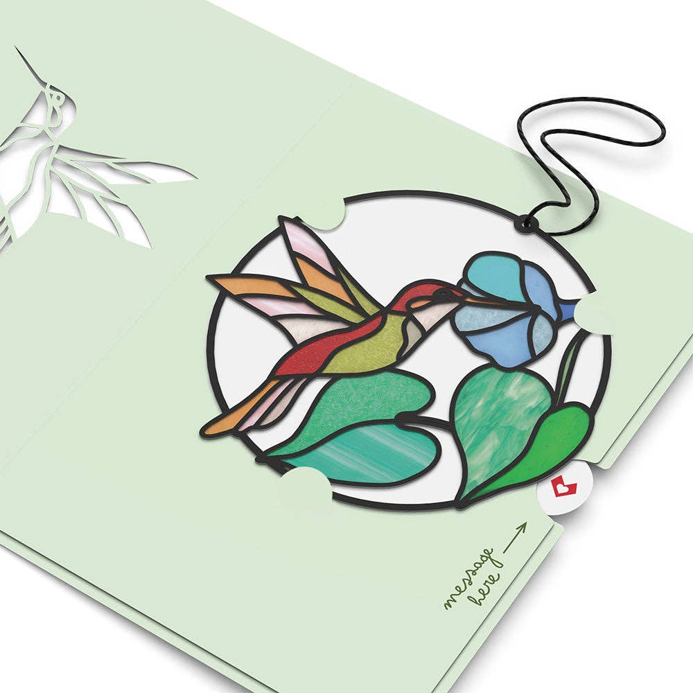 Smile to Your Heart Hummingbird Suncatcher Card - Mellow Monkey