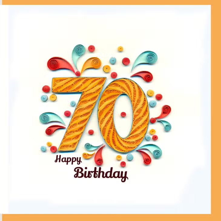 Quilled 70th Birthday Card - Mellow Monkey