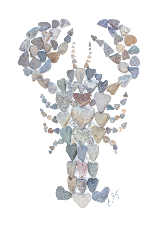 Lobster - Heart Shaped Beach Rocks Print - Mellow Monkey