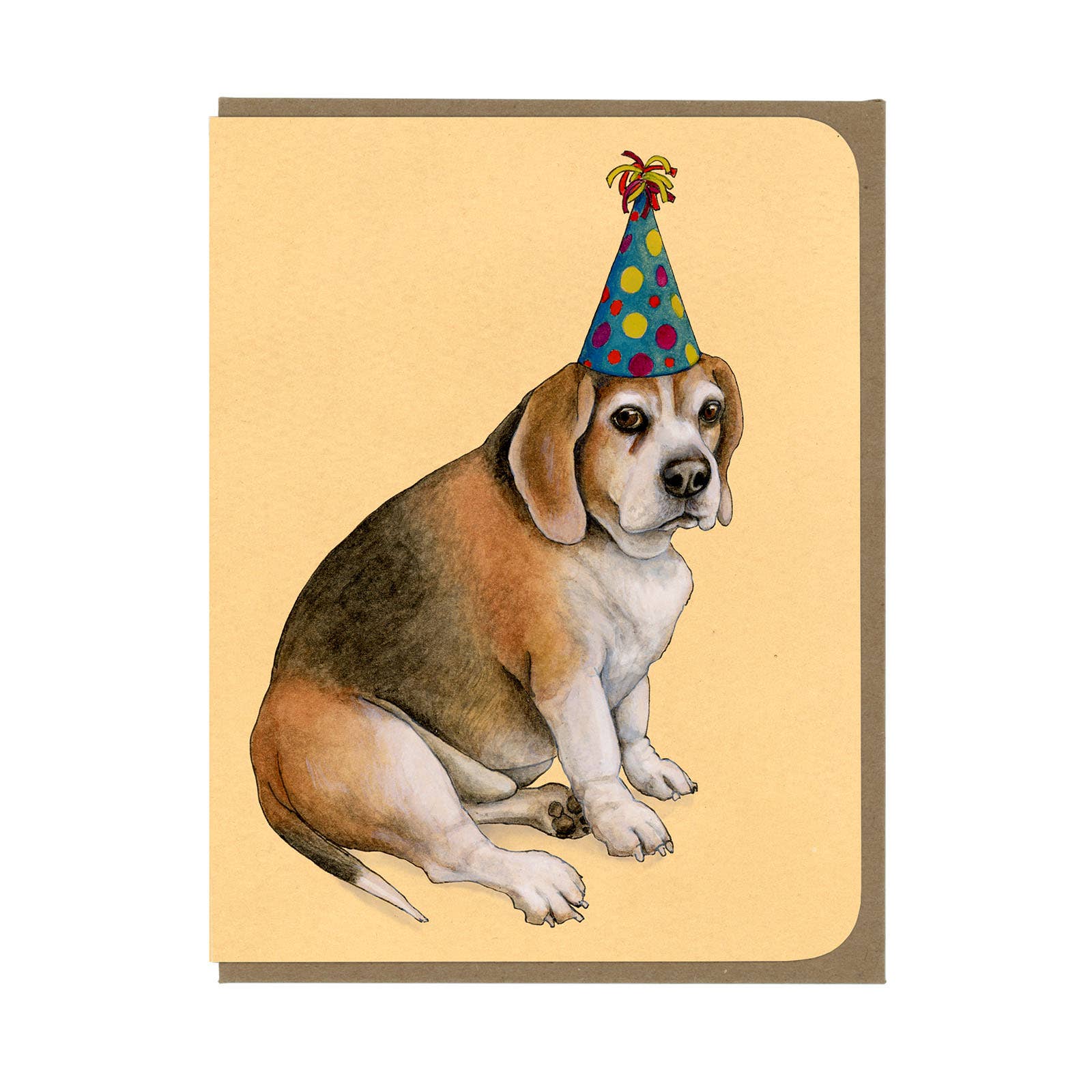 Dog With Party Hat - Chubby Beagle - Greeting Card - Mellow Monkey