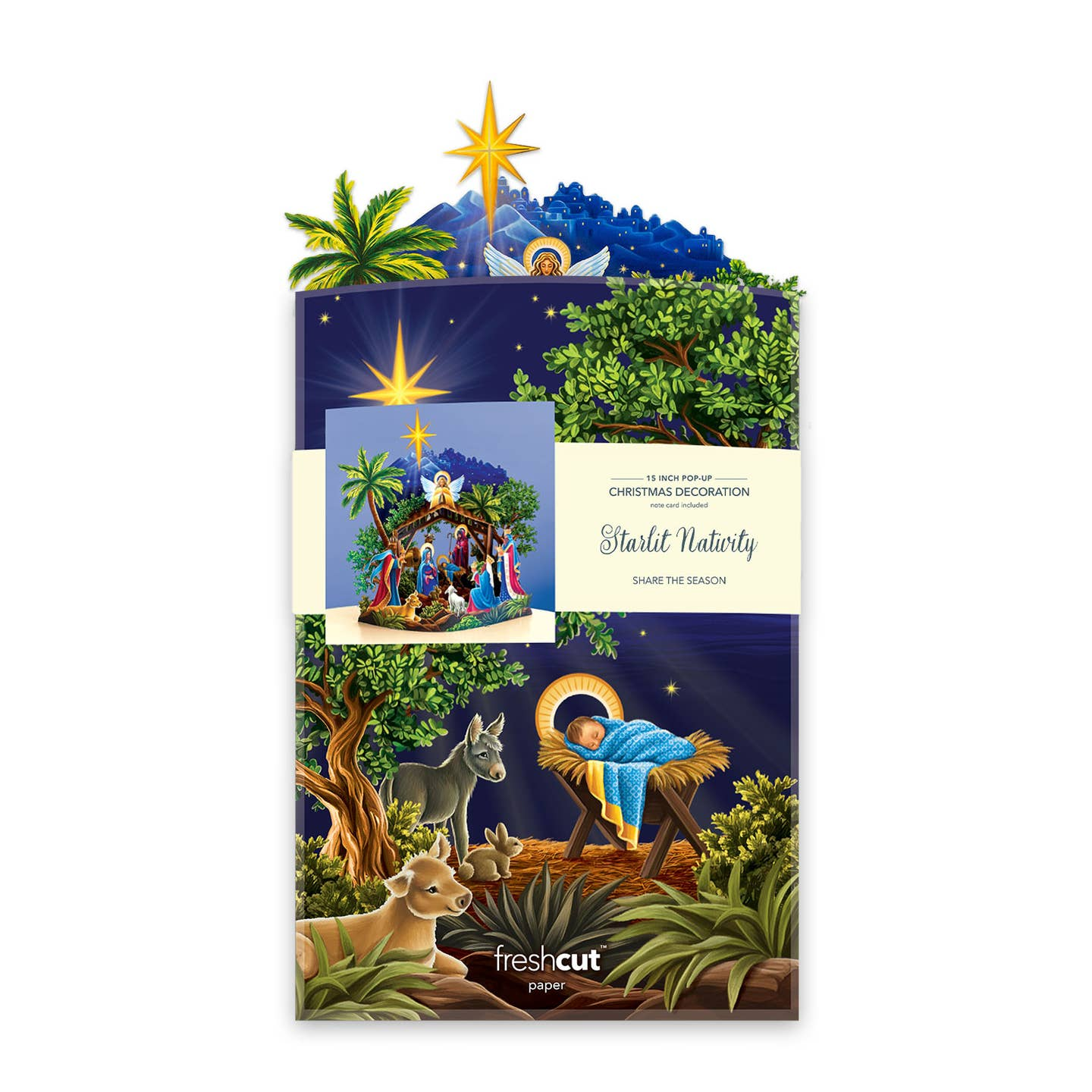 Starlit Nativity Scene Pop-Up Greeting Card - Mellow Monkey
