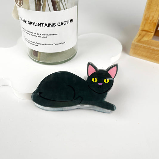 Cat style animal hair claw clip: Dark-gray-cat - Mellow Monkey