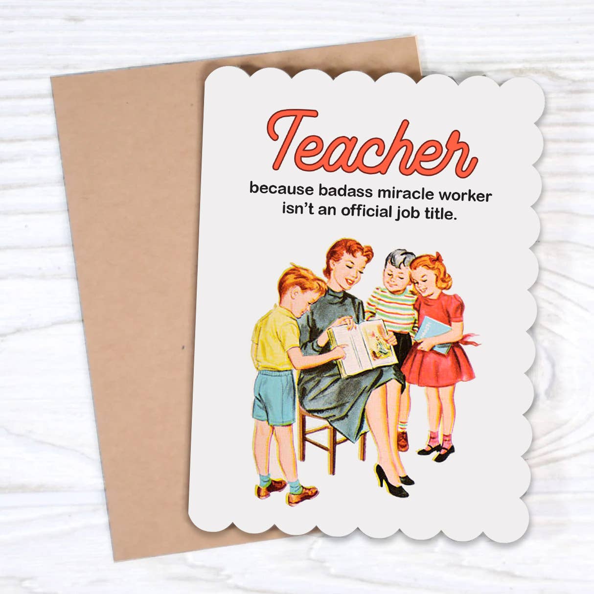 Because Badass Miracle Worker - Teacher Thank You Card - Mellow Monkey