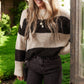 Color block Pullover Loose Sweater - Black