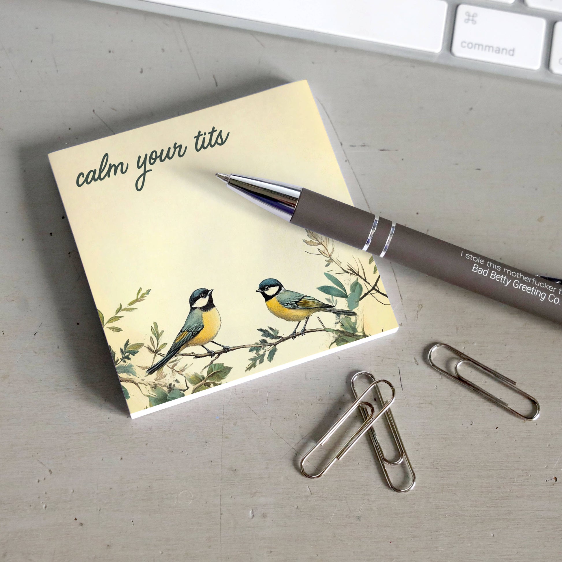 Calm Your Tits - Funny Sarcastic Sticky Note Pad - Mellow Monkey
