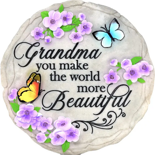 Grandma, You Make the World More Beautiful - Stepping Stone and Wall Plaque - Mellow Monkey