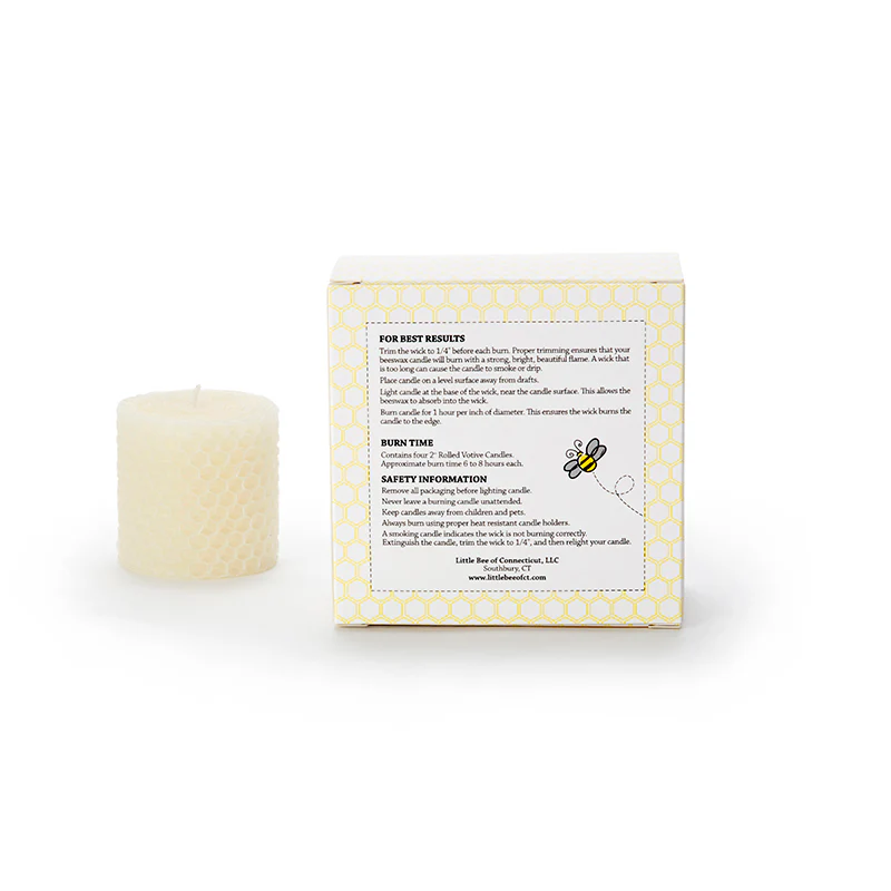 Beeswax 2-in Votive Candles - 4 Pack - Little Bee of Connecticut - Mellow Monkey