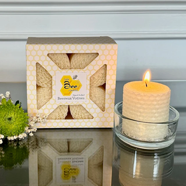 Beeswax 2-in Votive Candles - 4 Pack - Little Bee of Connecticut - Mellow Monkey