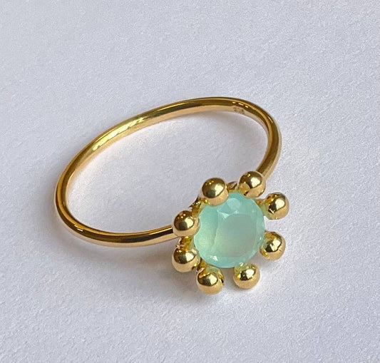 8 R122: Aqua Blue Chalcedony / 24K Gold Vermeil - Mellow Monkey