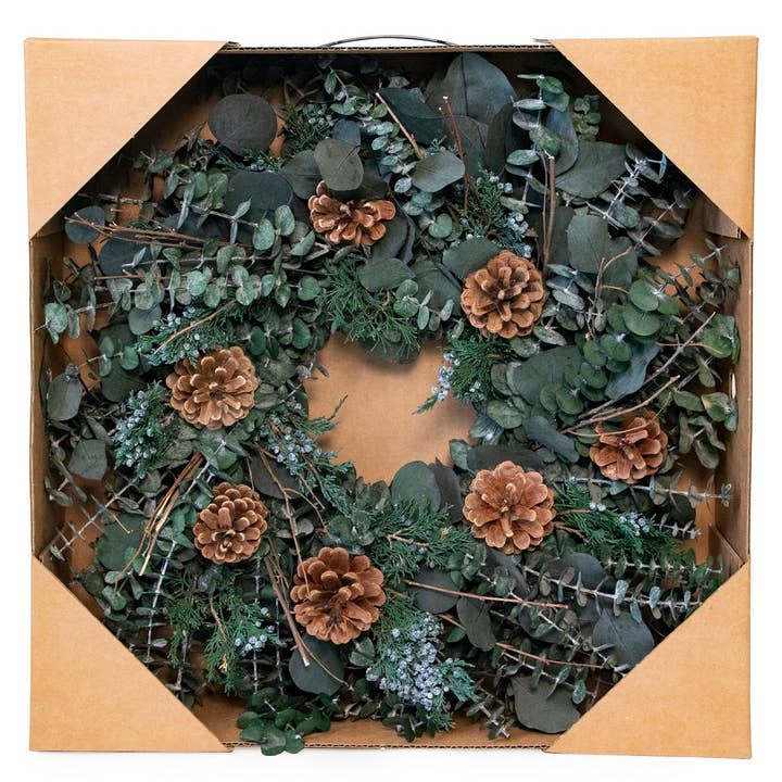 Eucalyptus Juniper & Pinecone Wreath - 18in - Mellow Monkey