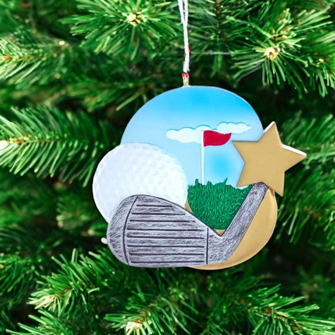 Golf Ornament with Star for Personalization - Mellow Monkey