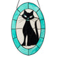 Tiffany-Style Black Cat Stained Glass Window Panel - 17-in - Mellow Monkey
