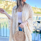 Ivory 3D Textured Open Front Soft Kimono Cover Up - Mellow Monkey