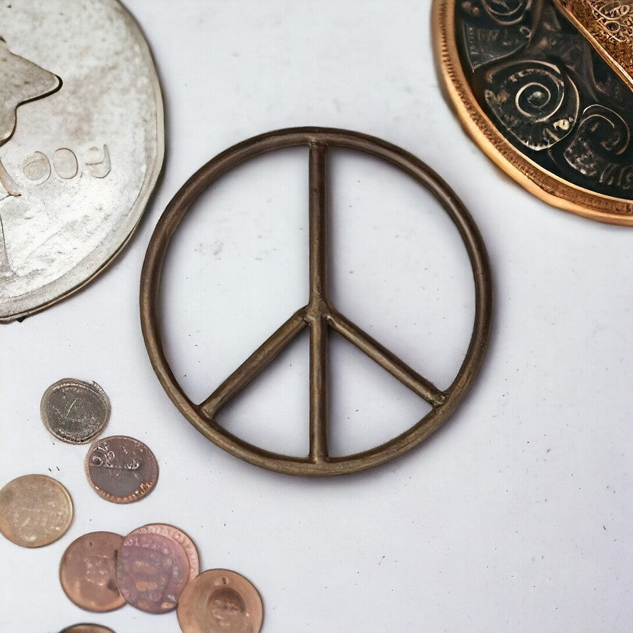 Hand Forged Metal Peace Sign - 3-1/3-in - Mellow Monkey