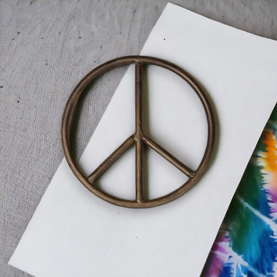 Hand Forged Metal Peace Sign - 3-1/3-in - Mellow Monkey