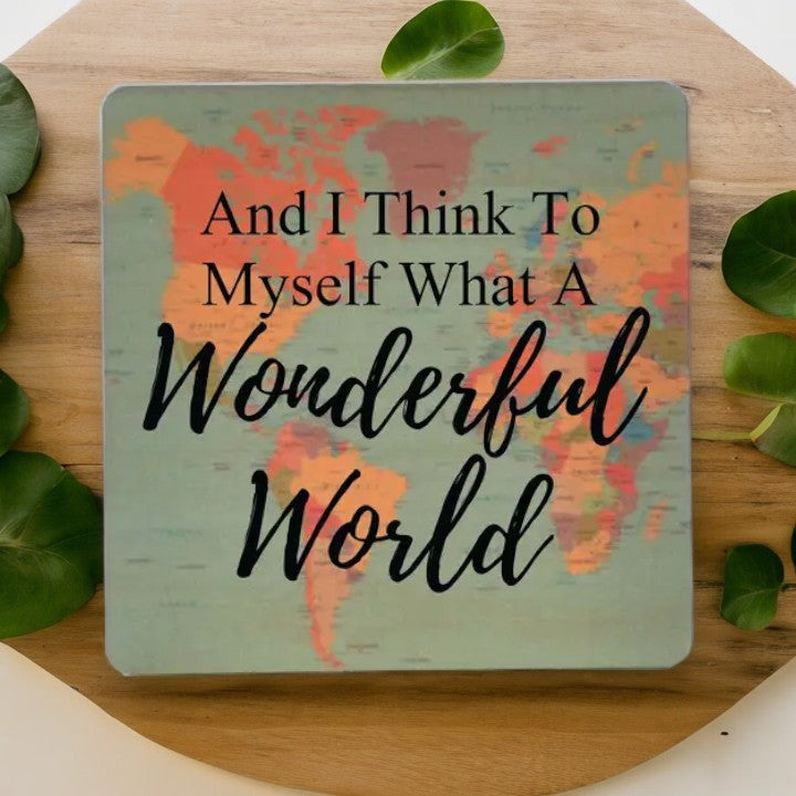 What A Wonderful World - Map Coaster - Mellow Monkey