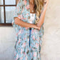 Mint Floral Printed Ruffle Bottom Chiffon Kimono Cover Up - Mellow Monkey