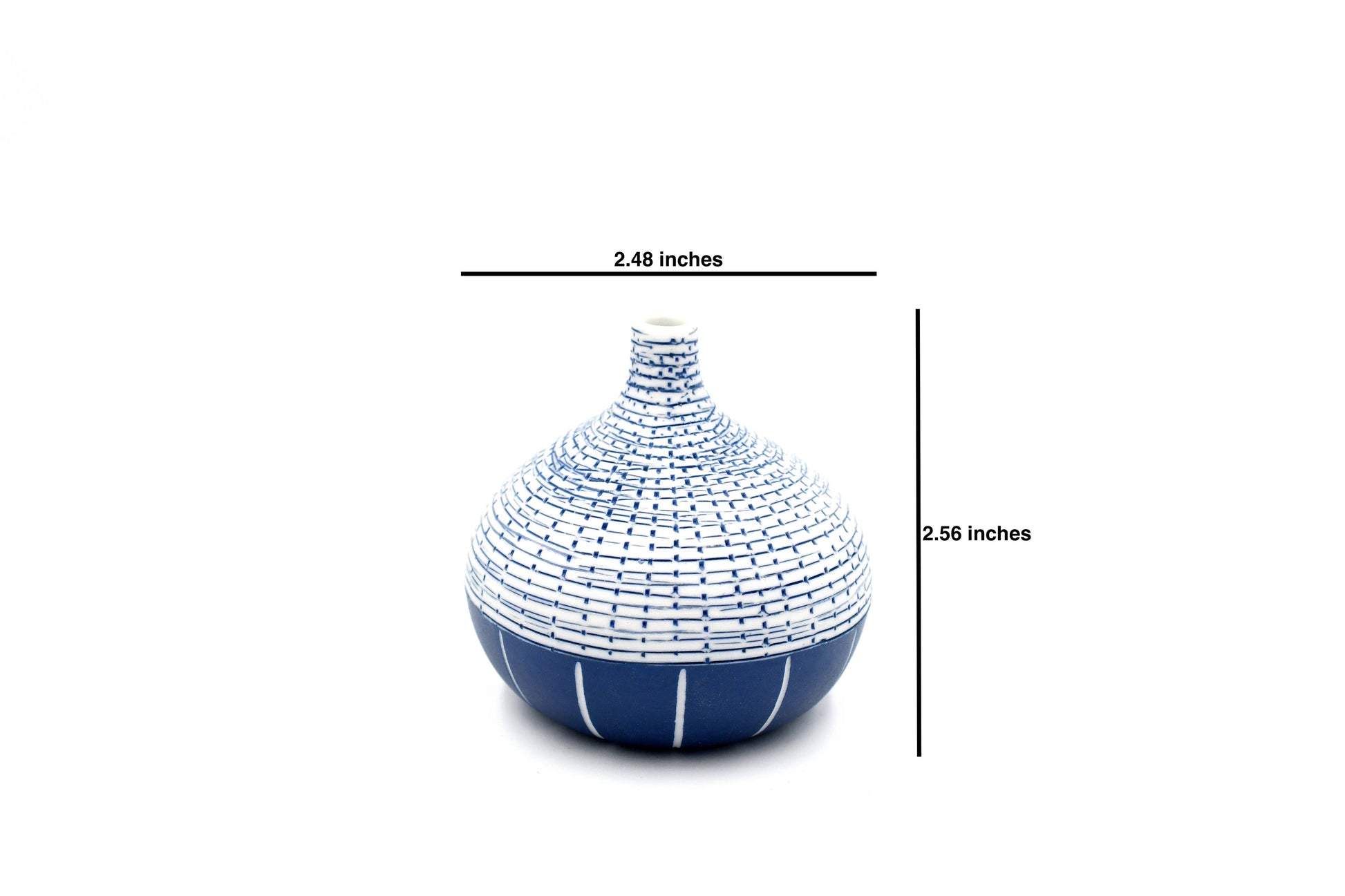 Tiny Congo - Porcelain Ceramic Bud Vase - Navy and White Geometric - 2.5 x 2.5 x 2.6 in - Mellow Monkey