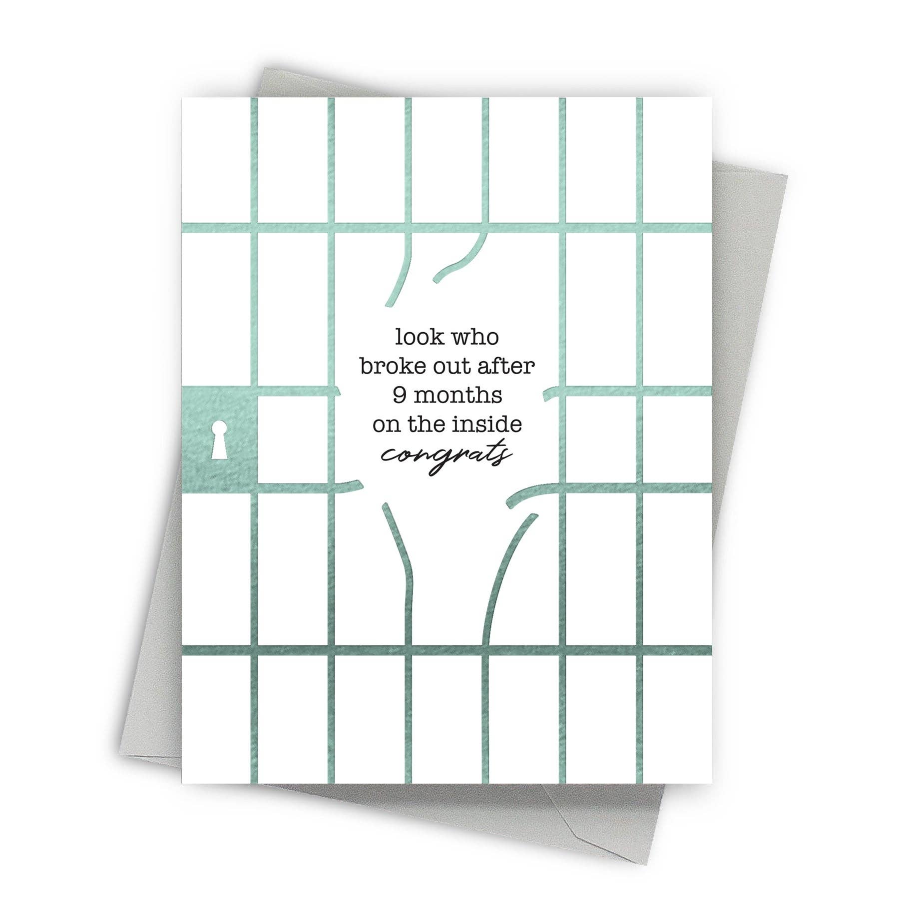 Prison Break - Foil Pressed Baby Card - Mellow Monkey
