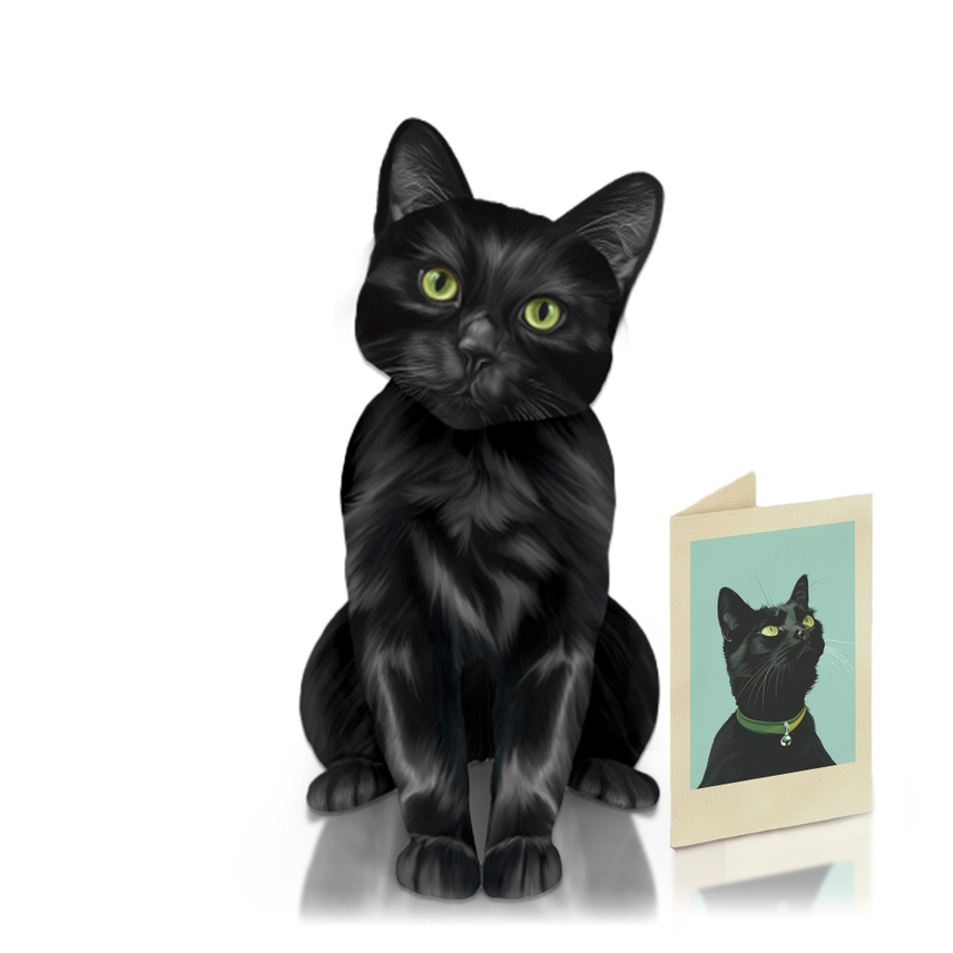 Black Cat - Freshcut Pop-Up Pet Greeting Cards - Mellow Monkey