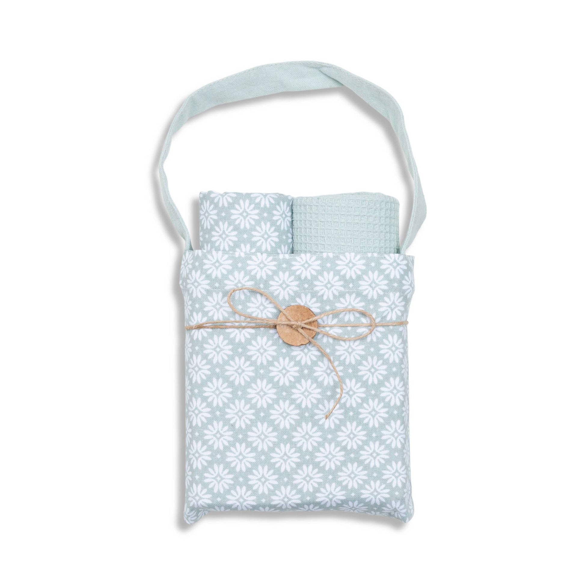 Mint Floral Kitchen Tea Towel Set - 3 Piece - Mellow Monkey
