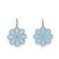 Blue Brass Filigree Flower Earring with Iridescent Color Coating - 1-1/2-in - Mellow Monkey