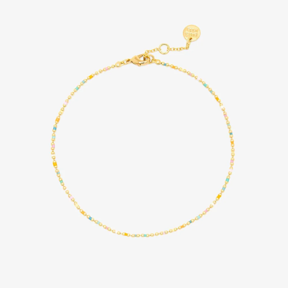 Pura Vida Dainty Enamel Chain Anklet - Gold - Mellow Monkey