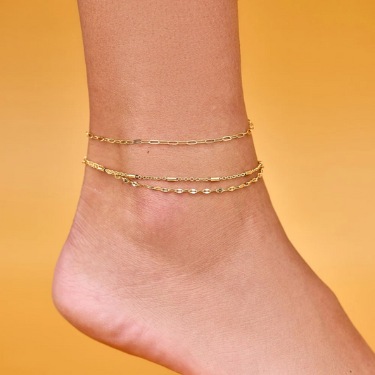 Pura Vida Ouro Chain Anklet Set of 2 - Gold - Mellow Monkey