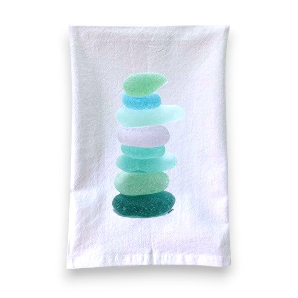 Sea Glass Cairn Flour Sack Kitchen Towel - Mellow Monkey