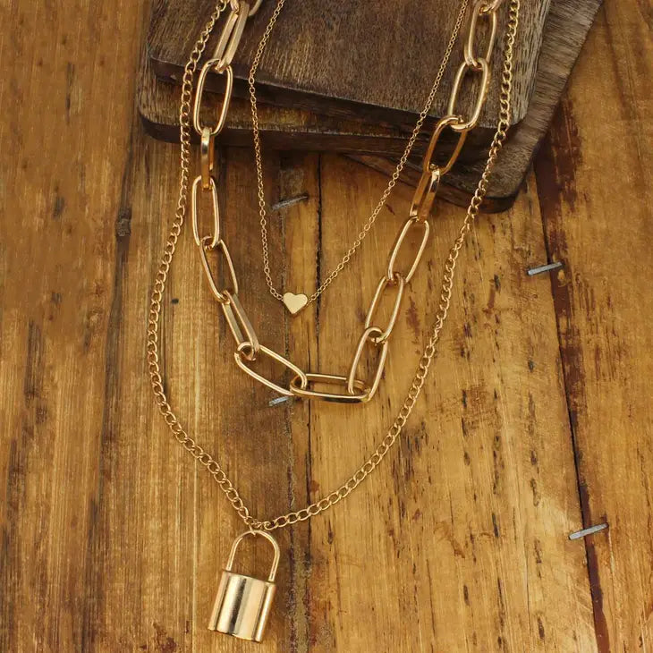 Locked In Love Gold Layer Necklace - Mellow Monkey