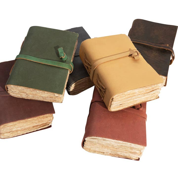 Mini Leather Wrap Journals - 1st Edition - 6-1/4-in x 4-1/4-in - Mellow Monkey