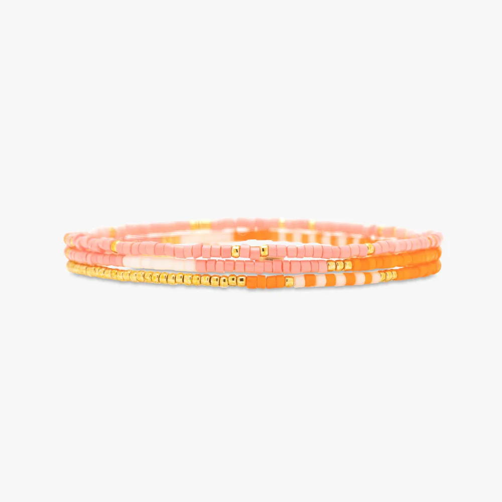 Pura Vida Warm Breeze Gold Stretch Bracelets - Set of 3 - Mellow Monkey