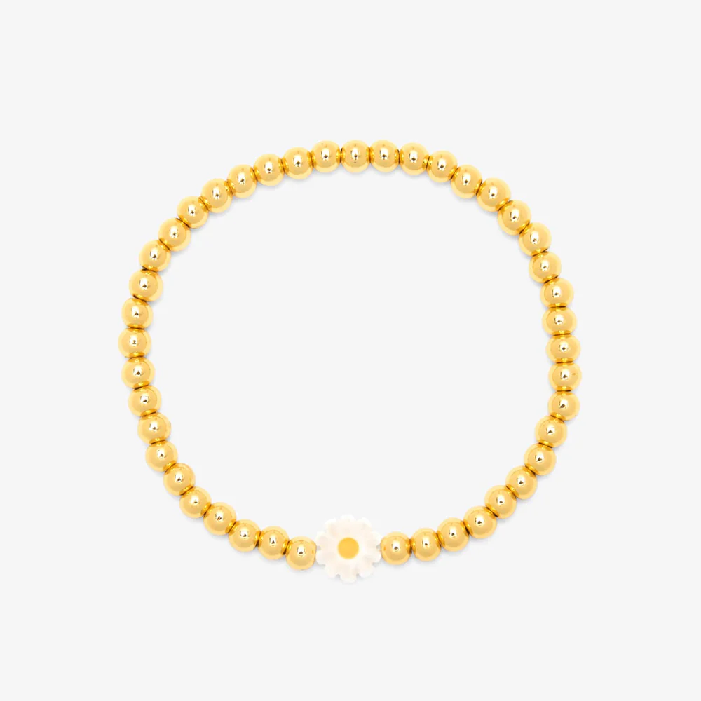 Pura Vida Daisy Bead Gold Ball Stretch Bracelet - Mellow Monkey