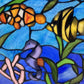 Underwater Blue Ocean Scene Stained Glass Window Panel - 14-in - Mellow Monkey