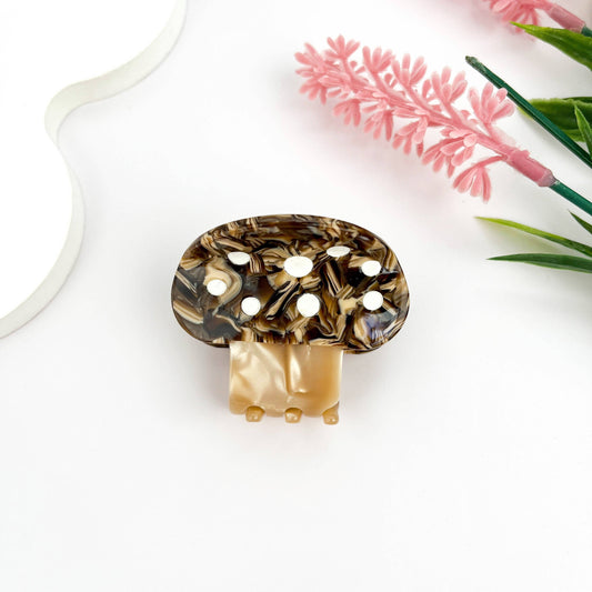 Mushroom Plant Acetate Hair Claw Clip: Brown - Mellow Monkey