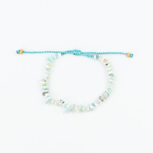 Dunes Stone Bead Bracelet, Surf Jewelry by Pineapple Island: Light Blues - Mellow Monkey