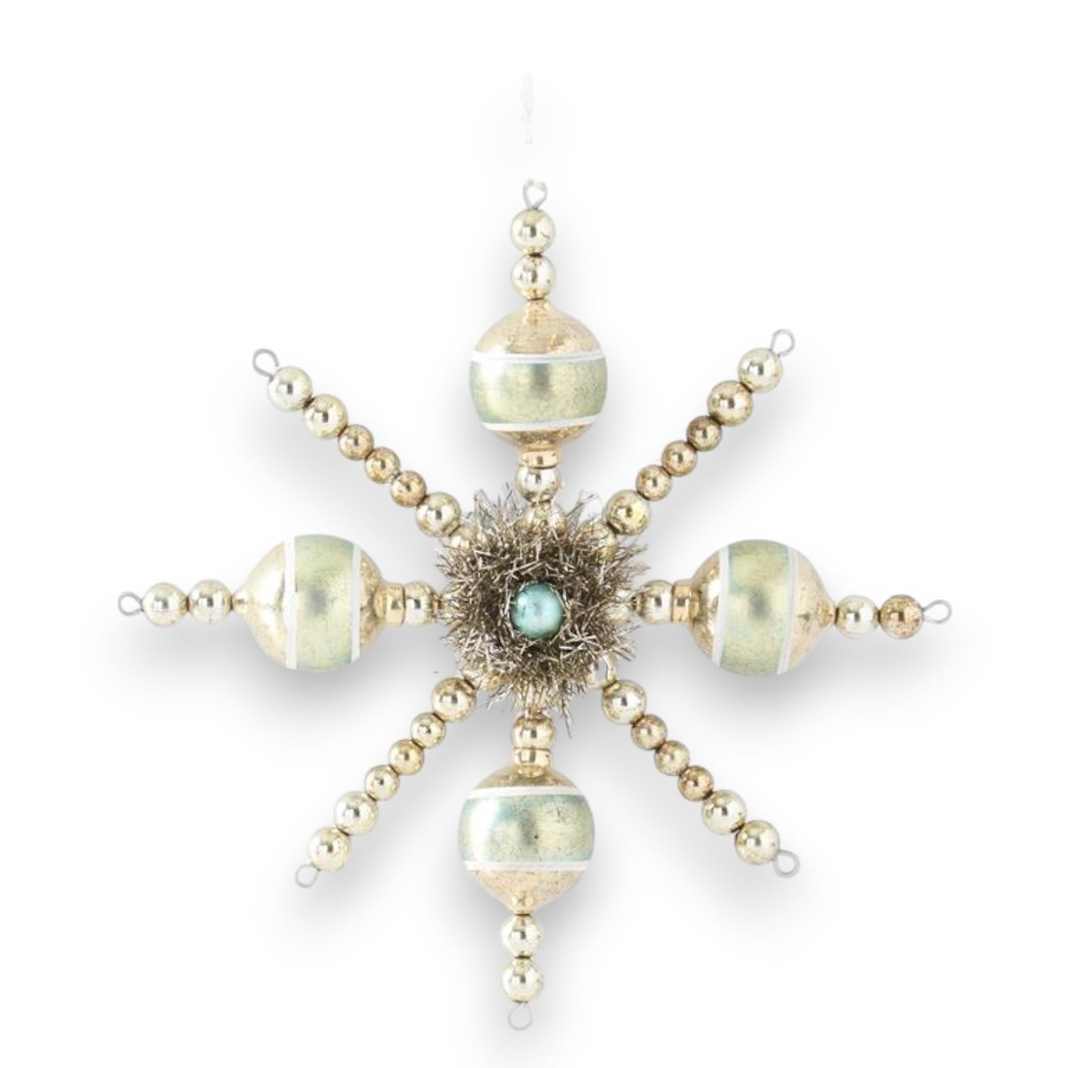 7-Inch Champagne & Aquamarine Vintage Snowflake - Mellow Monkey