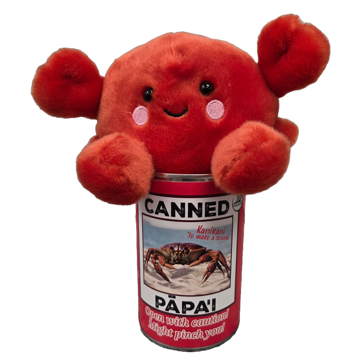 (Show to April) Hawaiian Canned Papa'i - Crab Plush With Jokes And Pop Top Lid - Mellow Monkey