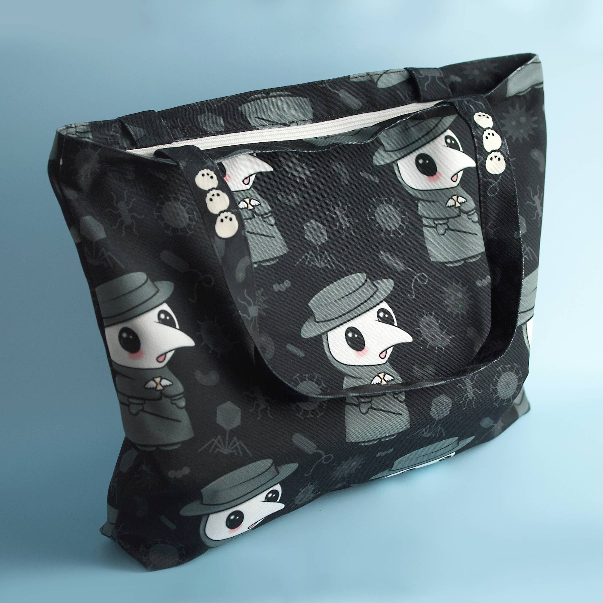 Plague Doctor Tote Bag - Zippered Pocket - Washable - Mellow Monkey