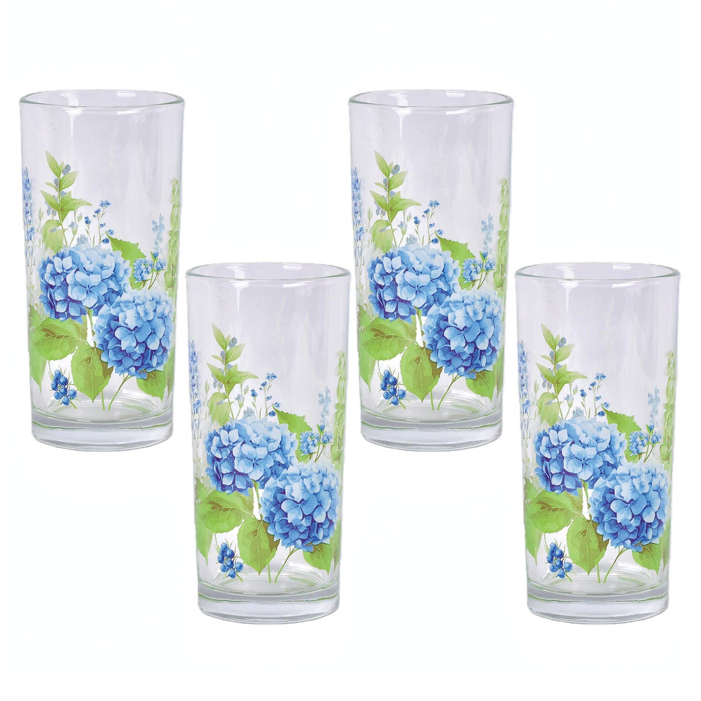 Hydrangea Glass Tumblers - 14-oz. - Set of 4 - Temp-tations - Mellow Monkey