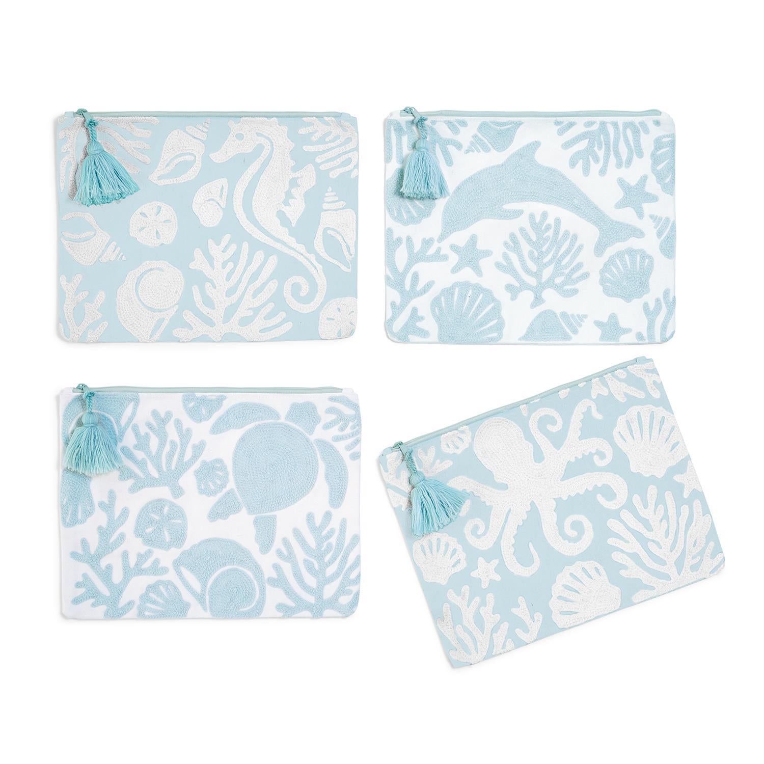 At The Shore Embroidered Multipurpose Pouch - Mellow Monkey