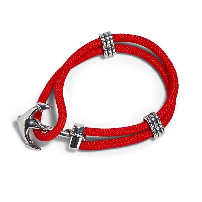 Red Anchors Away Nautical Rope Bracelet - Mellow Monkey