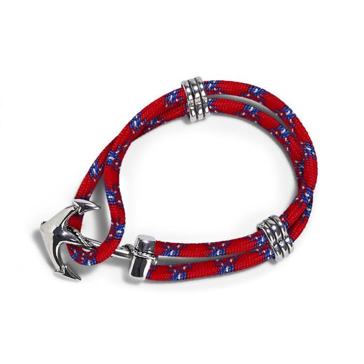 Red and Blue Anchors Away Nautical Rope Bracelet - Mellow Monkey